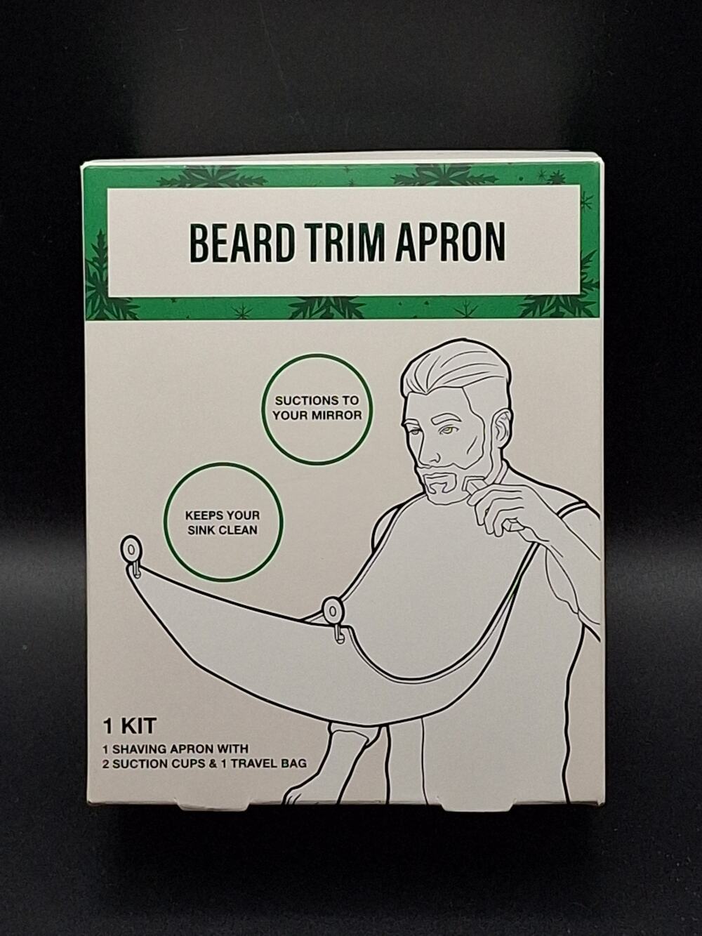 Festive Voice Beard Trim Apron Shaving Bib Kit with 2 Suction Cups & Travel Bag